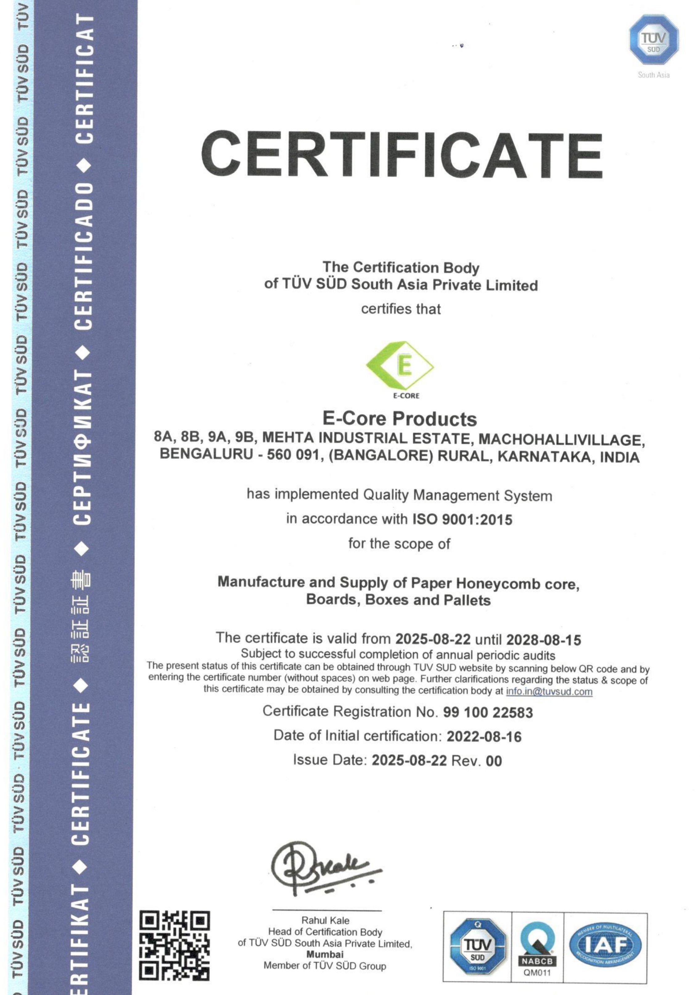 ISO 9001:2015 Certificate